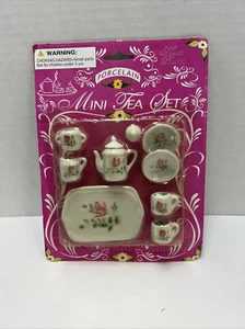 Porcelain Mini Cookware Set Pot 4 Bowl Mugs Plates & Ladel 14 Pc Vintage NIB - Picture 1 of 2