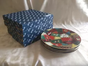Fitz & Floyd Weihnachten Quilt 4er Set Canape Teller Vorspeise FF 1992 - 7 3/8" - Bild 1 von 11