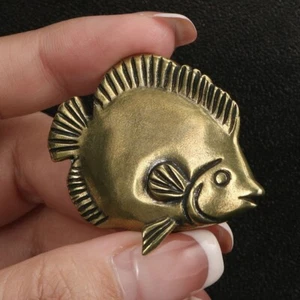 Brass Fish Figurine Statue Animal Figurines Toys Home Office Desktop Decoration - Picture 1 of 5