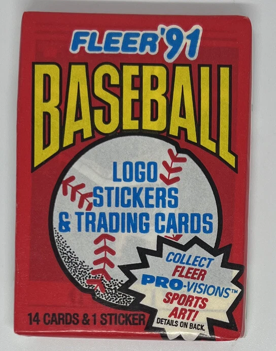 Paquete de tarjetas coleccionables de béisbol Fleer 1991 y pegatinas con logotipo (72) sin abrir Foto 1 de 2