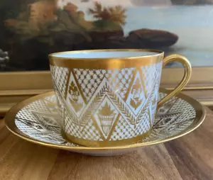 MAISON DELVAUX Rue Royale PARÍS TAZA Y PLATILLO DESAYUNO PINTADOS A MANO Antiguo - Imagen 1 de 15