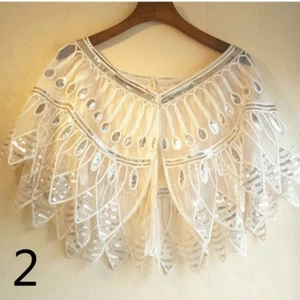 Womens 1920s Shawl Wraps Sequins Evening Cape Bridal Bolero Flapper Retro Sexy - Picture 1 of 14