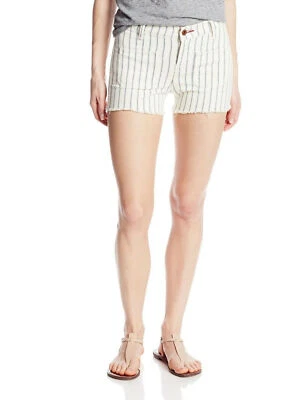 Lucky Brand Patch Pocket White Denim Shorts Flat Lawton Striped Size 30 - Image 1 of 2