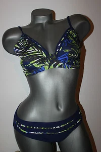 Triumph estribo bikini ""Sorrento TW"" talla 38 B azul con diseño verde hermoso color - Imagen 1 de 12