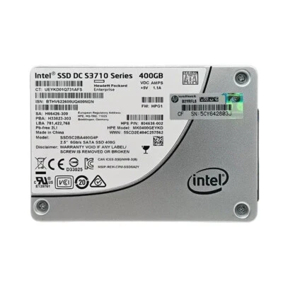 HP Intel SSD DC S3710 Series 400GB SSDSC2BA400G4P 2.5" 6Gbs SATA 804638-002 SSD - Image 1 of 2