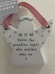 Mum remembrance hanging ceramic plaque. ‘You’re the guardian angel’ mam, mother - Picture 1 of 3