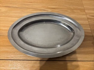 Piatto Da Servizio Ovale In Metallo Inox 25,5 cm ca. - Foto 1 di 8