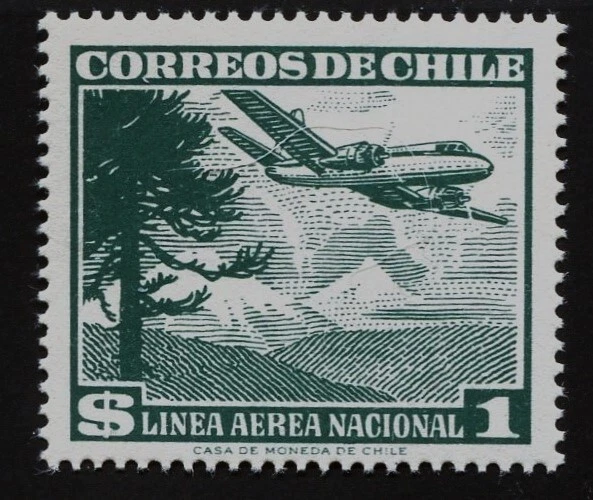 CHILE SCOTT# C207 MNH PLANO TÓPICO (PINO ARAUCARIO Y AVIÓN) Foto 1 de 1