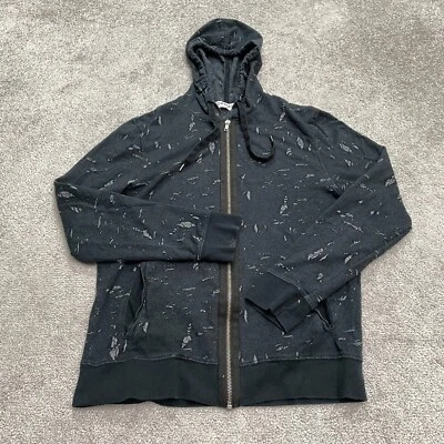 Topman 全拉链连帽运动衫男式小号蓝色口袋棉质 Y2K 风格休闲 — 第 1/4 张图片