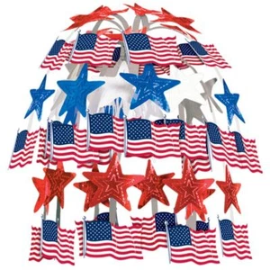 American Flag Patriotic Hanging Cascade 24 Inch Patriotic Foil 4th of July Party - Picture 1 of 1