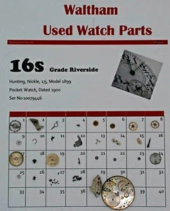 Reloj Bolsillo Waltham 16 Piezas Modelo 1899, Grado Riverside Ser Nº10079446 WP2/021 - Imagen 1 de 1