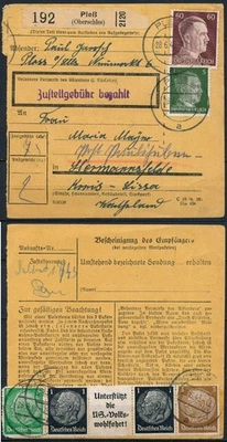 GERMANY, PLEB OBERSCHLES 1943, PARCEL POST DOCUMENT WITH NICE FRANKING. #A776 - Image 1 of 3