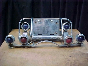 Vintage Chrome Motorcycle License Plate Holder with 6 Lights Red & Blue Harley? - Picture 1 of 20
