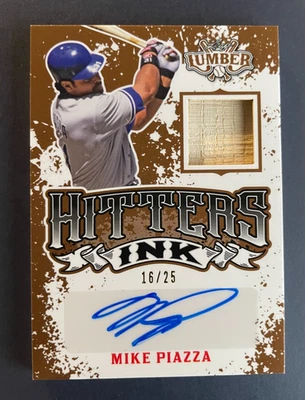 Mike Piazza 2024 Hoja Madera Hitters Tinta #HI-MP1 Juego Usado Murciélago Reliquia Automático/25 Foto 1 de 2