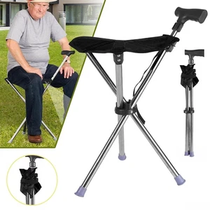 Gehstock mit Sitz Wanderstock Spazierstock Stock Gehhilfe Krückenstuhl 2IN1 - Bild 1 von 12
