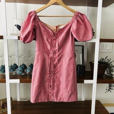 Mini Vestido WAYF Frankie Corsé Rojo Rayas S Pequeño Foto 1 de 4