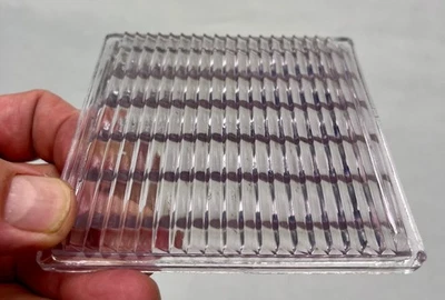 Vintage Set of 4 Luxfer Prism Amethyst Glass Tiles Clear Sawtooth Design - Image 1 of 4