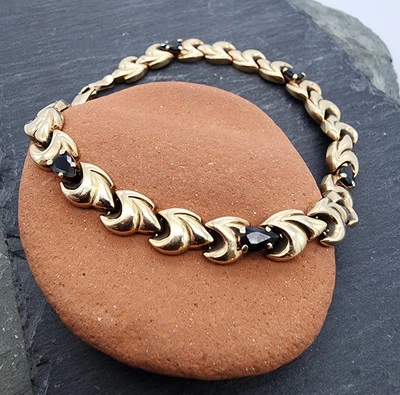 Brazalete tenis oro amarillo 0,585 zafiro 14k talla 8,25" Au 2559 Foto 1 de 4