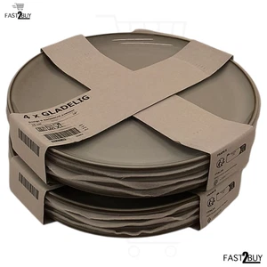 IKEA GLADELIG Teller Set 8 Stück Speiseteller Grau 25 cm Steingut - Bild 1 von 7