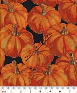 BERNATEX "AUTUMN FAUNA" #05656-88 LARGE PUMPKINS FALL FABRIC PRICED PER 1/2 YD - Picture 1 of 1