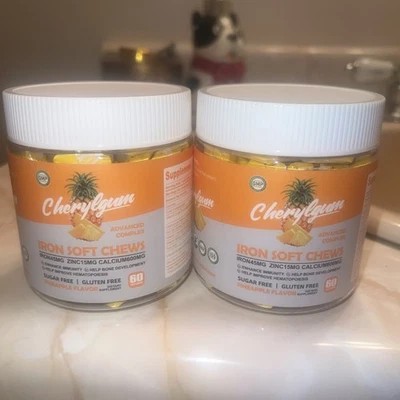 (2) Cherylgum Complejo Avanzado Hierro Zinc Calcio - 60 Masticables Blandos Cada uno Exp 12/26 Foto 1 de 4