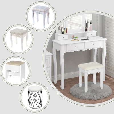 WOLTU Schminkhocker Sitzhocker Barock Hocker Polsterhocker für Schminktisch - Bild 1 von 4