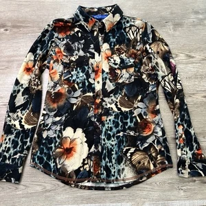 George Roth Los Angeles Long Sleeve Button Up Shirt Mens Small Floral Knit - Picture 1 of 10