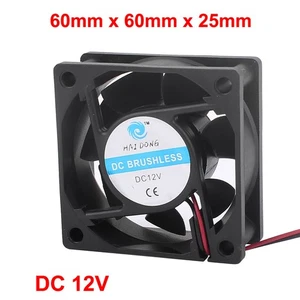 DC 12V 60mm x 60mm x 25mm 7 Vanes Square Cooling Cooler Fan w Metal Finger Guard - Zdjęcie 1 z 3
