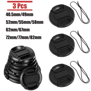 3pcs Lens Cap for Canon Nikon 49mm/50mm/52mm/55mm/58mm/62mm/67mm/72mm/77mm/82mm - Picture 1 of 6