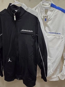 Set Of 2 Nike Air Jordan Warm Up Jackets Men's L Full Zip Jumpman Black & White - Picture 1 of 11