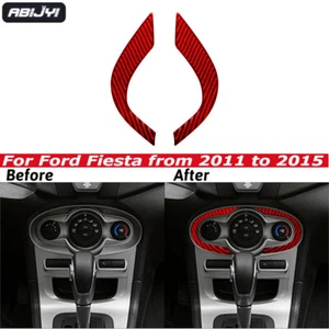 Consola roja aire acondicionado tira envolvente moldura de fibra de carbono para Ford Fiesta 2011-15 - Imagen 1 de 14