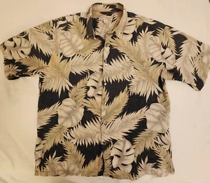 Tori Richards Herren L (Large) Baumwolle Rasen-Hawaii Hemd-anthrazit mit Palmwedeln - Bild 1 von 11