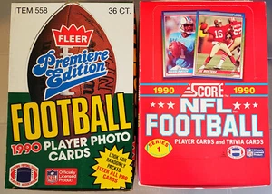 1990 Score & 1990 Fleer Football Card Hobby Boxes - 2 Boxes total - Picture 1 of 2