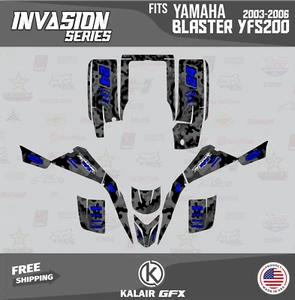Graphics Kit for YAMAHA BLASTER YFS200 (2003-2006) 16 Mil Invasion - BLUE - Picture 1 of 6