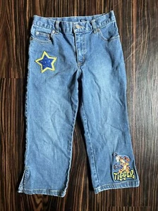 Disney Vintage Winnie The Pooh Tigger Denim Jeans Girls Size 8 - Picture 1 of 7