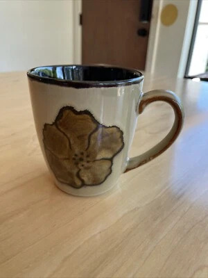Caneca de café papoulas pintadas Pfaltzgraff tons de terra única substituição floral - Imagem 1 de 4