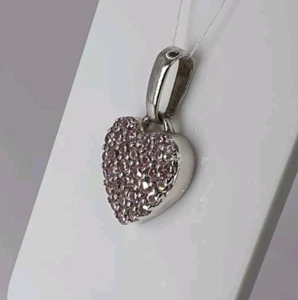 Stunning Sterling Silver 925 Pretty Pink Bling Heart Pendant Present Gift Idea - Picture 1 of 7