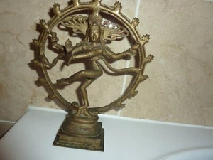 ANTIKE BRONZE 22,7 CM INDISCHER TANAV TANZENDES GOTTKLEID NATARJ NATARAJA SHIVA-STÄNDER - Bild 1 von 12