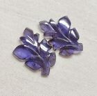 Natural Iolite Carving Pair Leaf Shape Blue Carved Gemstone for Jewelry 6.5 Cts