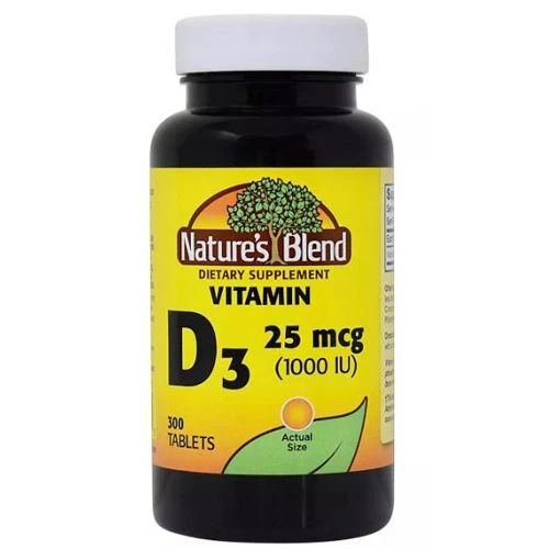 Vitamina D3 25 mcg (1000 UI) 300 comprimidos de Nature's Blend Foto 1 de 1