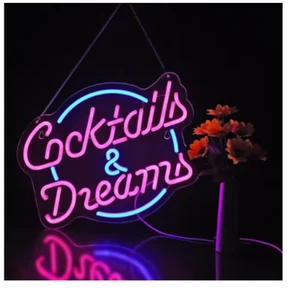 Cocktails & Dreams Cocktails Beer LED Neon Light Sign for Bar Pub Club Nightclub - Picture 1 of 6