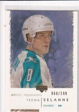 02/03 UD ARTISTIC IMPRESSIONS TEEMU SELANNE GOLD BASE PARALLEL /199 #73