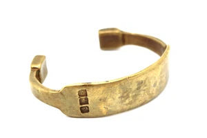 Vintage 1940'S Solid Brass Brutalist Cuff Bracelet SYMBOLS - RL /CROWN/LION HEAD - Picture 1 of 10