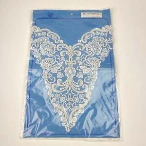 Vtg 90s St Louis Trimming Lace Bridal Bib White Sequin Bead Trim 14" NEW - Imagen 1 de 7
