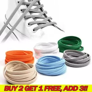 1 Pair Unisex Shoelace Flat Shoe Laces - Picture 1 of 49
