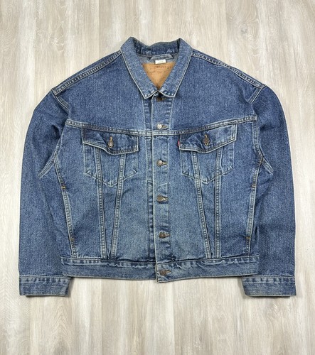 SUPREME Giacca vintage Levis uomo grande blu denim camionista bottoni anni 90 cappotto 70598 4891