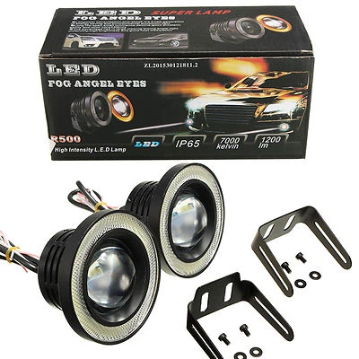 2pcs 3.5" LED Fog Light Projector Car Lamp Super White Angel Eyes Halo Ring DRL - Image 1 of 4