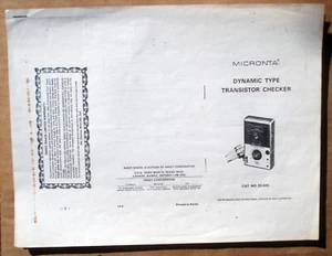 Tandy Micronata Dynamic Type Transistor Checker Owner Information Sheet Vtg - Picture 1 of 2