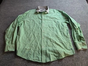 J Peterman Shirt Mens 2XL Green With Gray Collar Button Up Long Sleeve - Picture 1 of 9