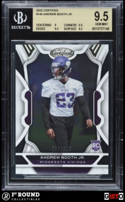 POP 1: Andrew Booth Jr RC BGS 9.5: 2022 Certified Rookie Card Gisto /399 - Image 1 of 3